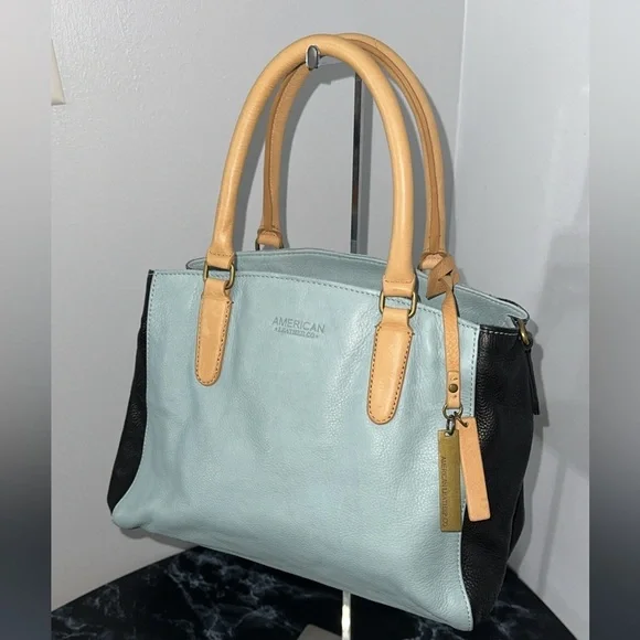 American Leather Co Lavina Convertible Satchel Glacier Lake Multi Blue AUTHENTIC - Picture 2 of 14